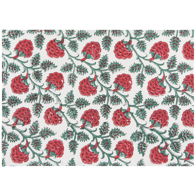 Carnation Block Print Placemats Set of 4