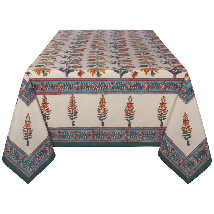 Marigold Block Print Tablecloth 90 x 60 inch