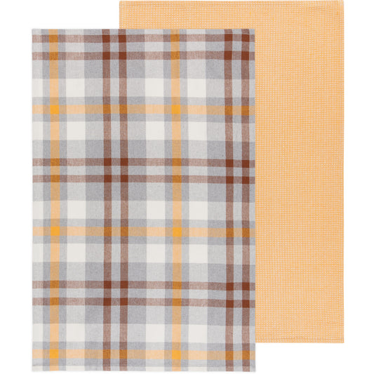 Recycled Cotton 2nd Spin Plaid Maize Dishtowels Set of 2