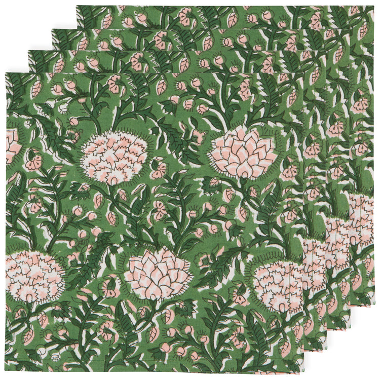 Peony Block Print Napkins Set of 4