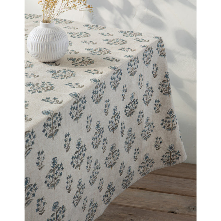 Salvia Block Print Tablecloth 60 x 90 inch