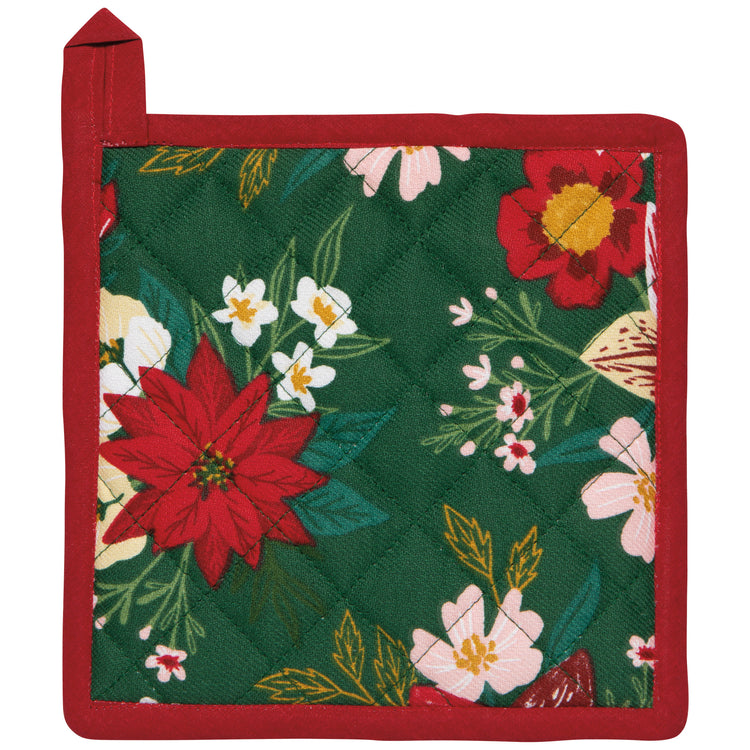 Amaryllis Christmas Spruce Potholder