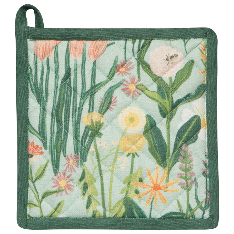 Bees & Blooms Spruce Potholder