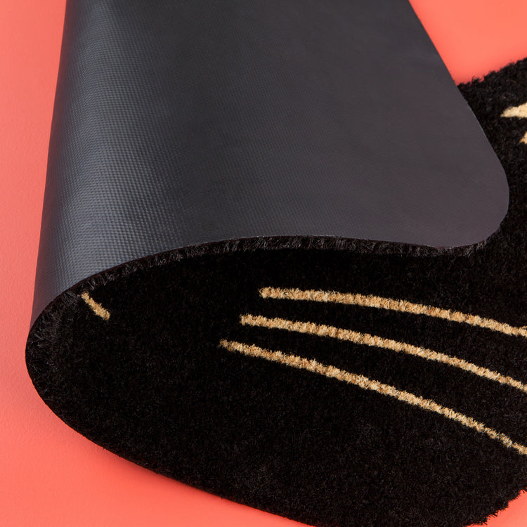 Black Cat Shaped Coir Doormat