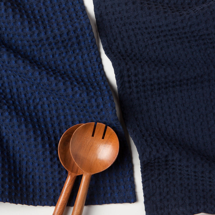 Second Spin Navy Waffle Dishtowel Set of 2
