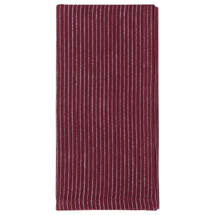 Wine Pinstripe Linen Napkins Set of 4
