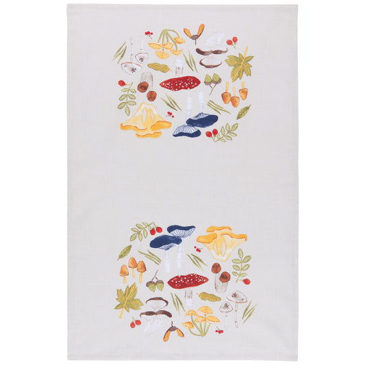 Field Mushrooms Printed Cotton Dishtowel