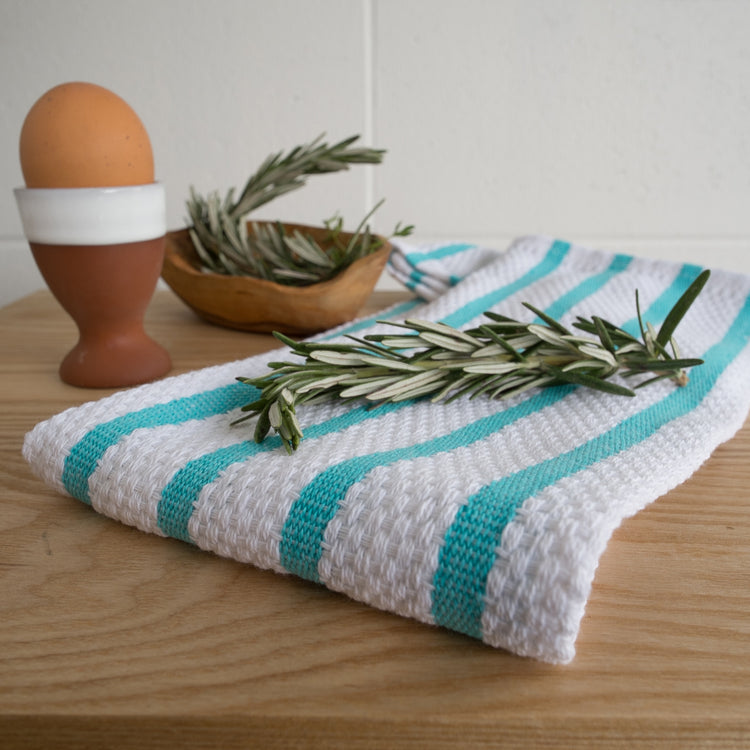 Basketweave Bali Blue Dishtowel