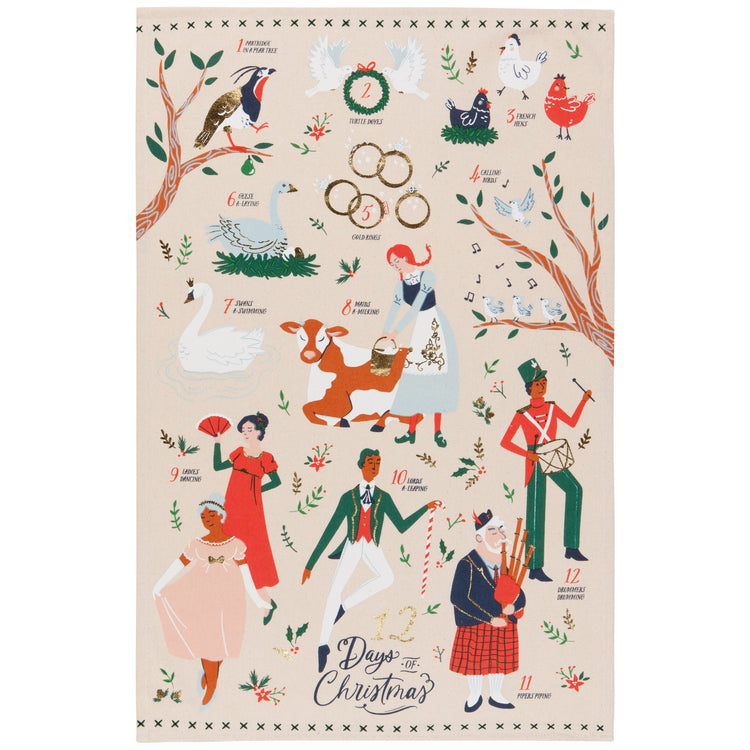 12 Days of Christmas Decorative Dishtowel