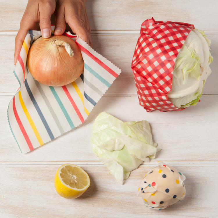 Gingham Dot and Stripe Beeswax Wrap Set of 3