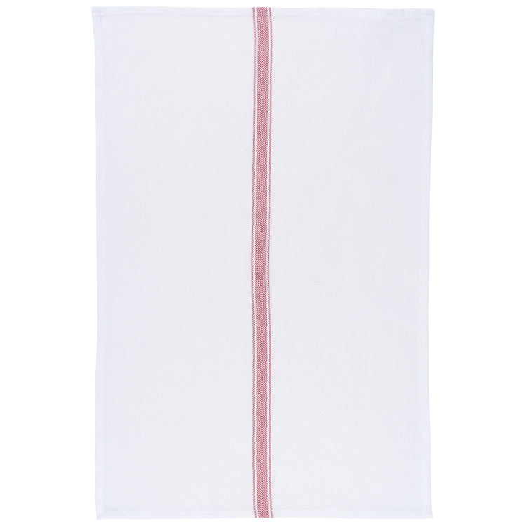 Brooklyn Stripe Poppy Red Dishtowels Set of 4
