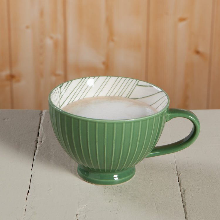 Elm Green Stamped Latte Mug 14 oz