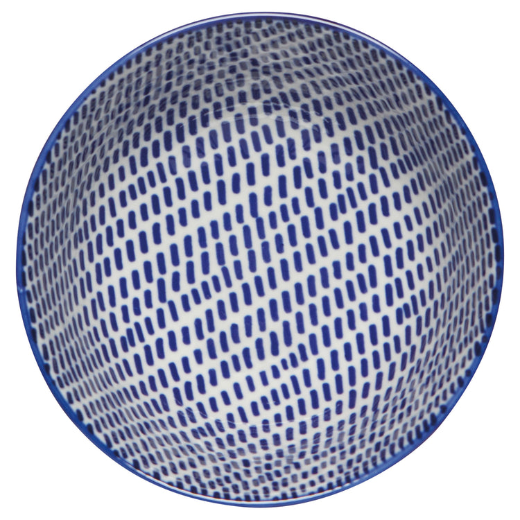 Orange Blue Blossom Stamped Bowl 4 inch