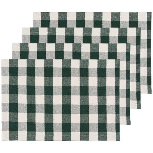 Recycled Cotton 2nd Spin Green Buffalo Check Placemats Set/4