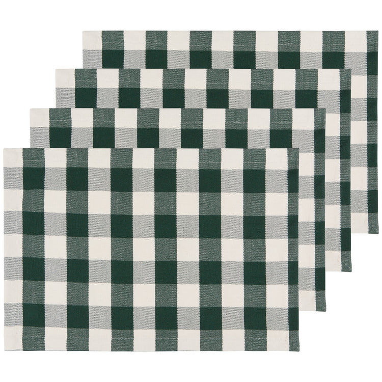 Recycled Cotton 2nd Spin Green Buffalo Check Placemats Set/4
