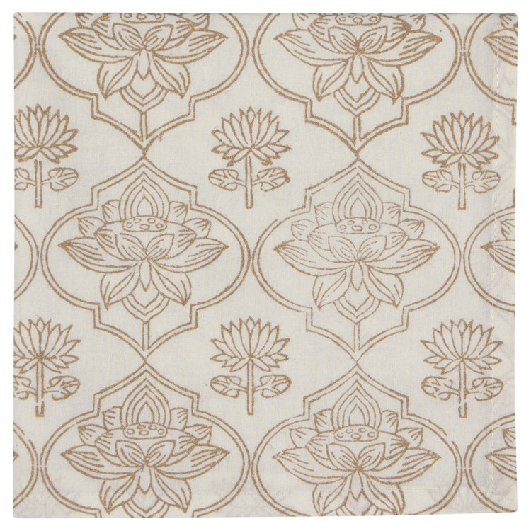 Lotus Block Print Napkins Set of 4