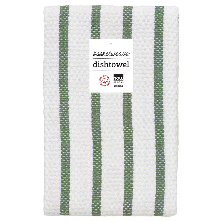Basketweave Elm Green Dishtowel