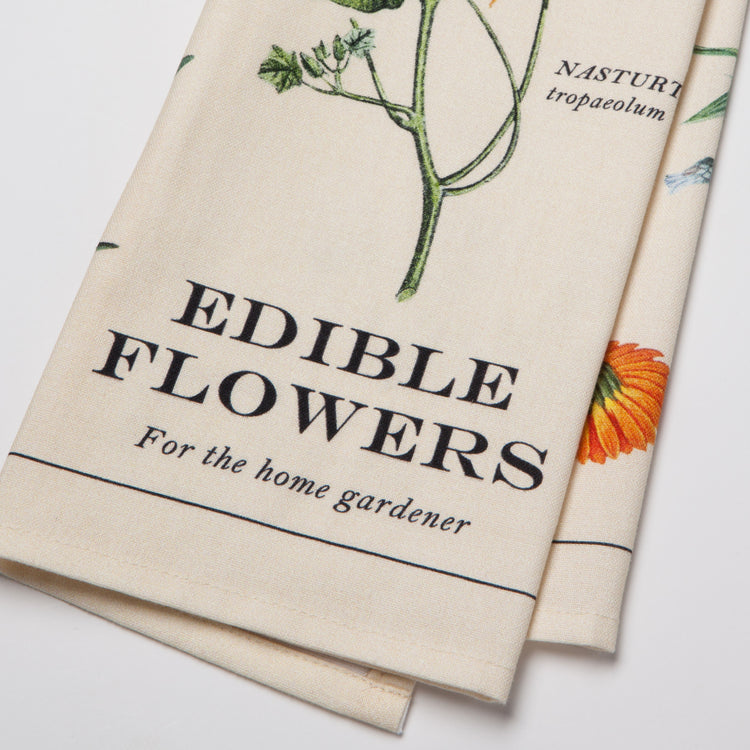Edible Flowers Cotton Dishtowel