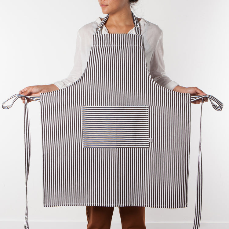Narrow Black Stripe Cotton Chef's Apron