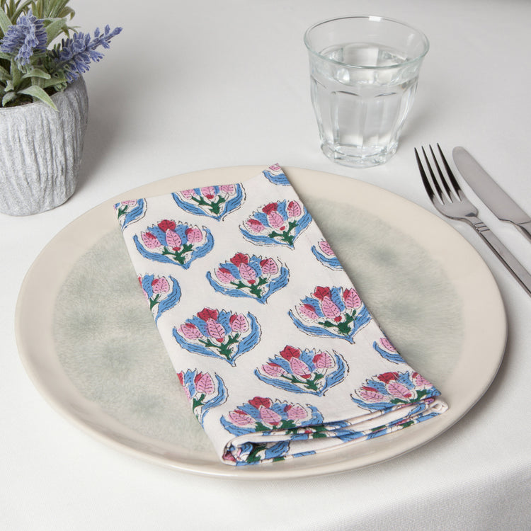 Bouquet Block Print Napkins Set of 4