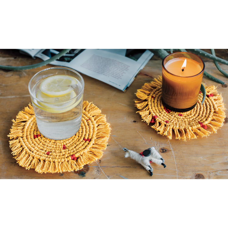 Ochre Macrame Coaster Set of 4