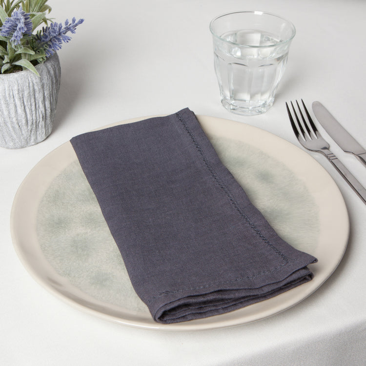 Charcoal Hemstitch Linen Napkins Set of 4