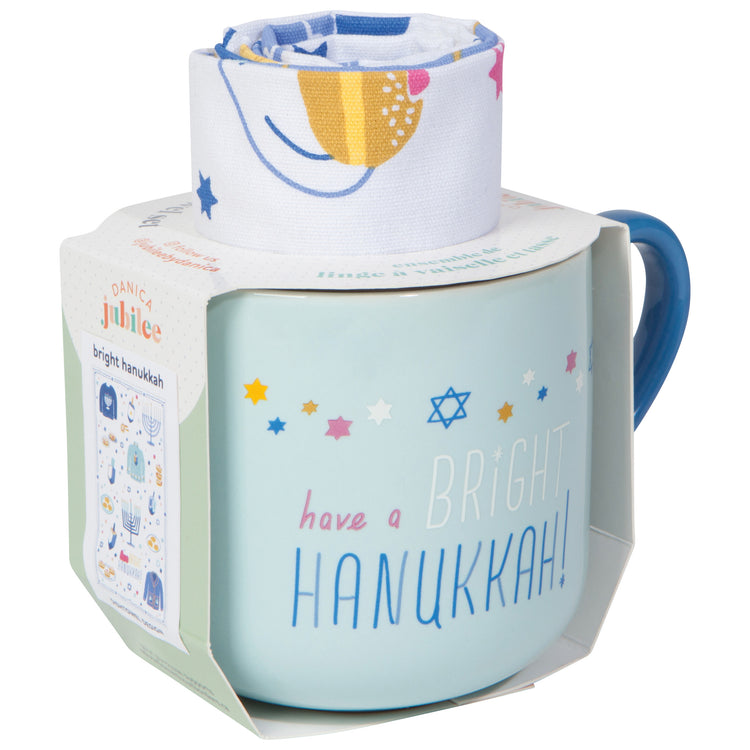 Bright Hanukkah Mug and Dishtowel Set of 2