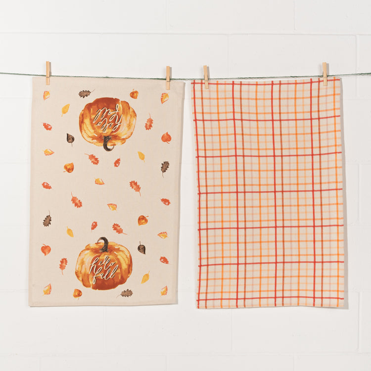 Hello Fall Coordinated Dishtowels Set of 2
