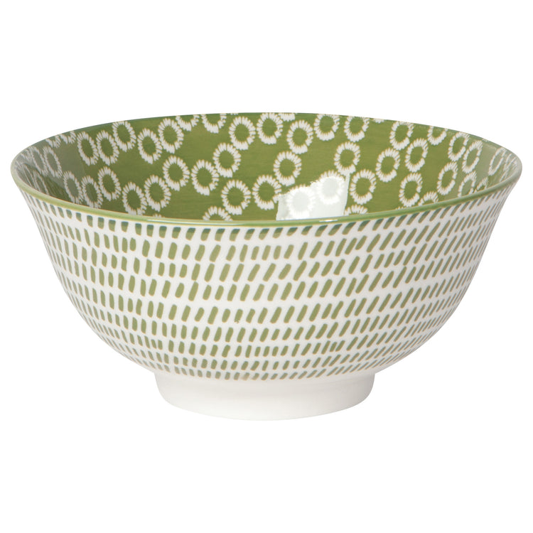 Green Rings Stamped Bowl 6 inch