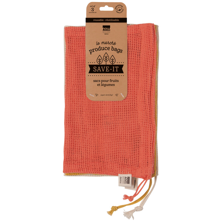 Le Marche Coral Mesh Produce Bags Set of 3