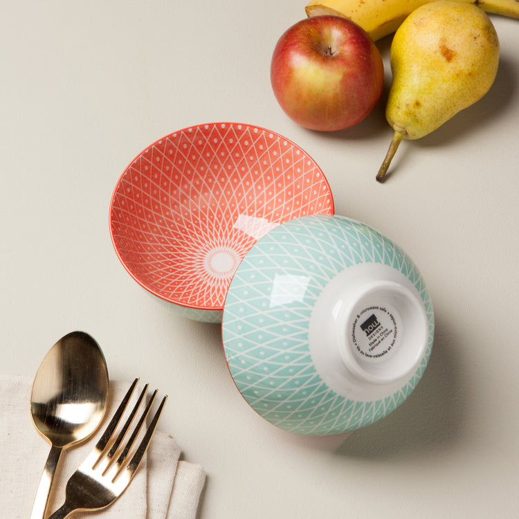 Geo Pink Stamped Bowl 4 inch