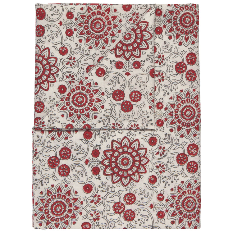 Passionflower Block Print Tablecloth 90 x 60