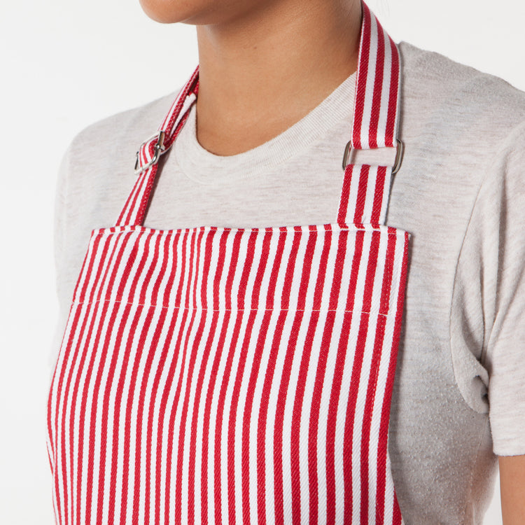 Narrow Red  Stripe Chef's Apron
