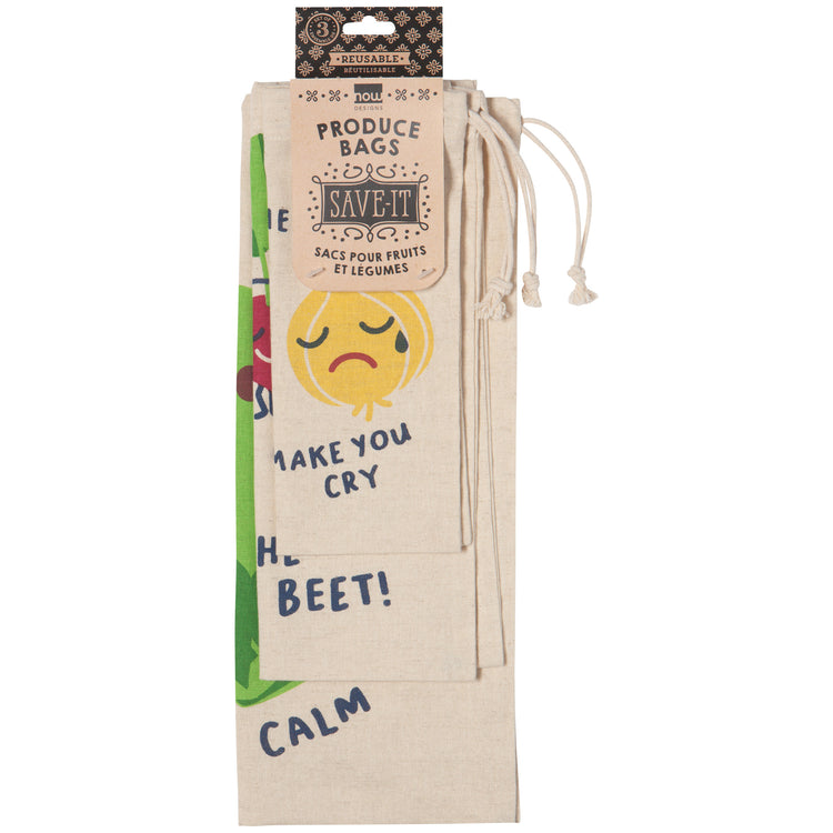 Funny Food Produce Bag Set of 3