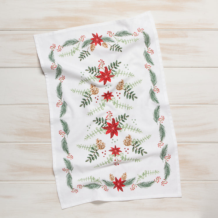 Poinsettia Christmas Dishtowel