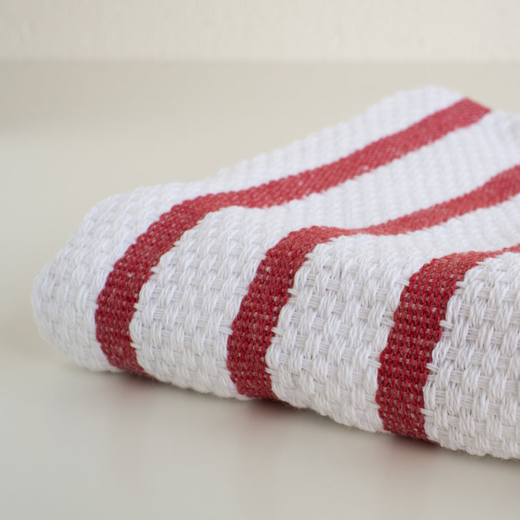 Basketweave Red Dishtowel
