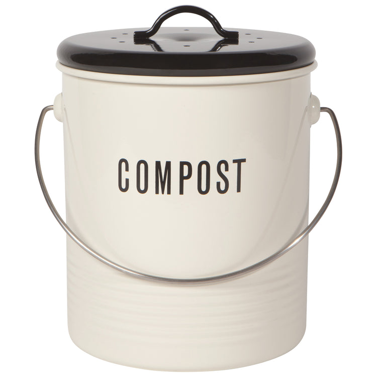 Compost Metal Bin Vintage Ivory 1.25 Gallon