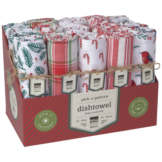 Merry & Bright Dishtowels Set of 20 with Counter Display Unit
