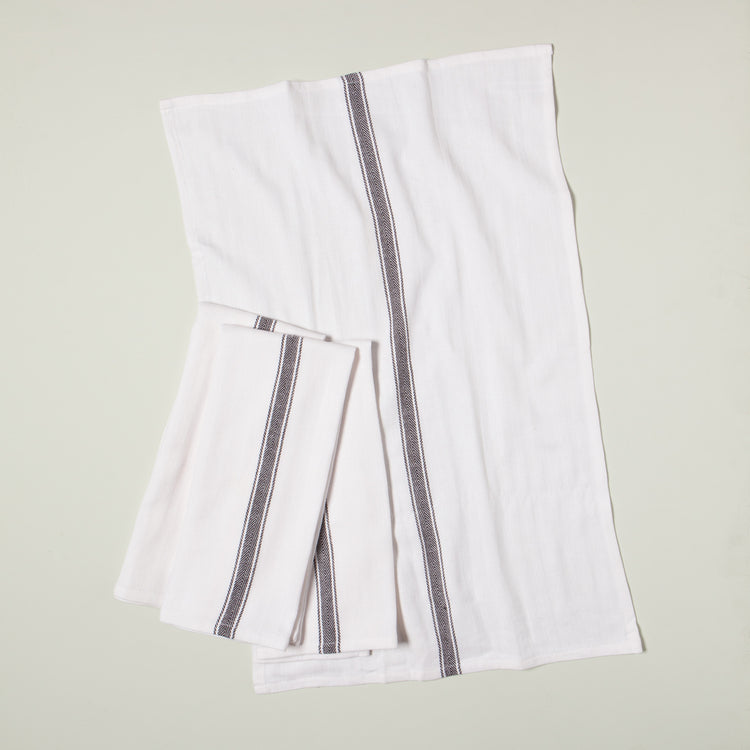 Brooklyn Stripe Black Dishtowels Set of 4