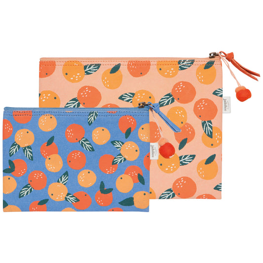 Paradise Orange Zipper Pouches Set of 2