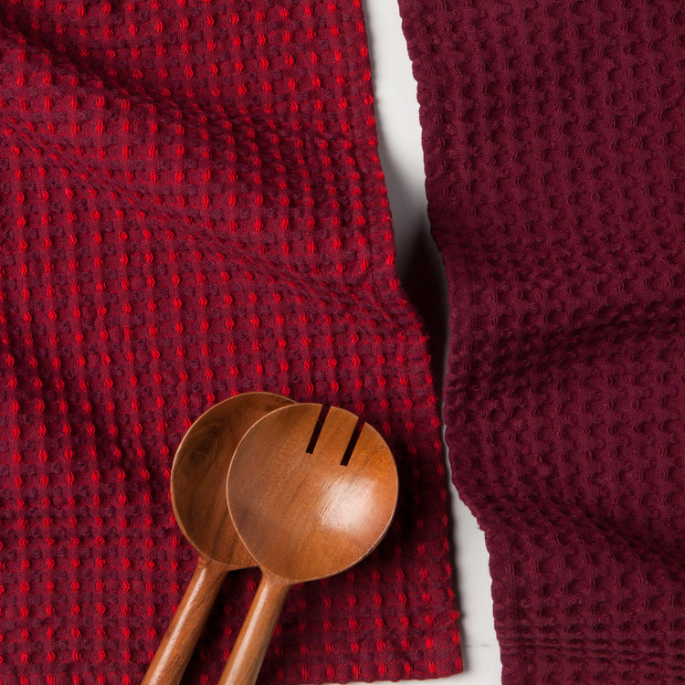 Second Spin Burgandy Waffle Dishtowel Set of 2