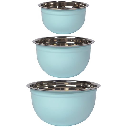 Matte Steel Robins Egg Blue Mixing Bowls Set of 3