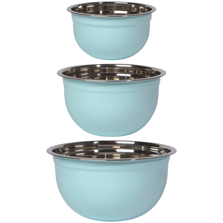 Matte Steel Robins Egg Blue Mixing Bowls Set of 3
