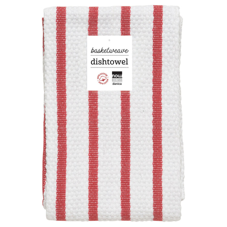 Basketweave Red Dishtowel