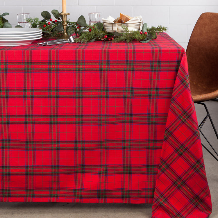 Christmas Plaid Woven Tablecloth 60 X 120 Inches
