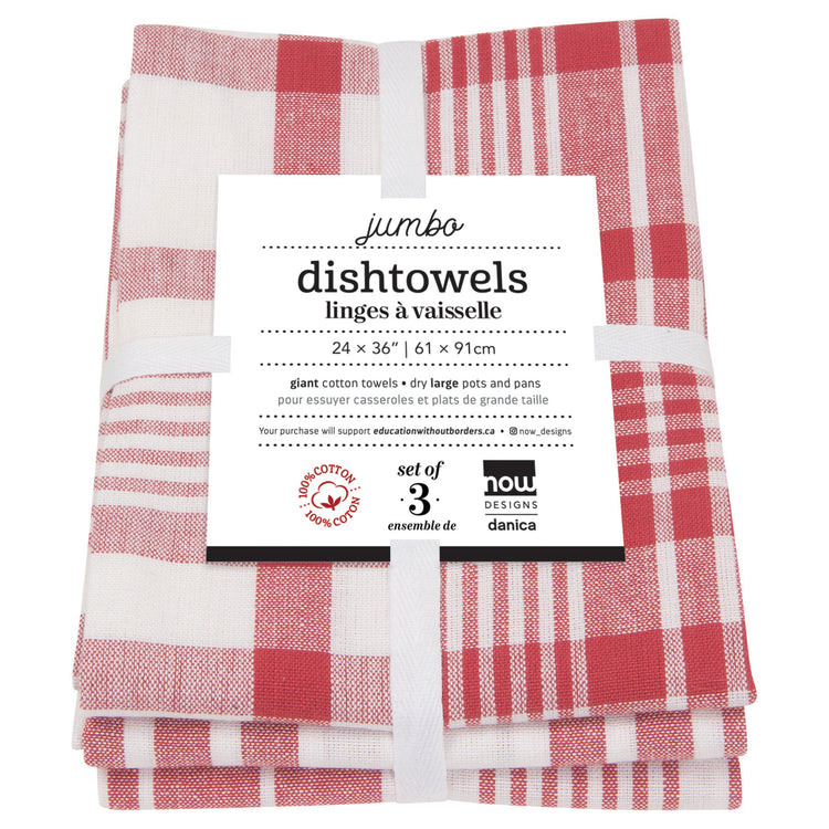 Red Jumbo Dishtowels Set of 3