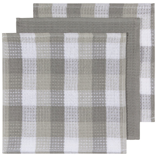Check London Gray Waffle Dishcloths Set of 3