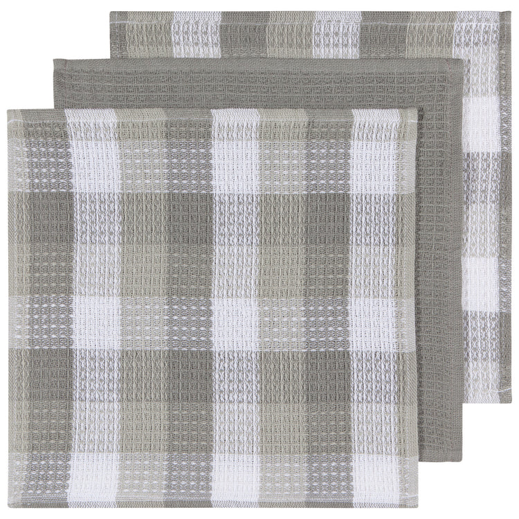 Check London Gray Waffle Dishcloths Set of 3