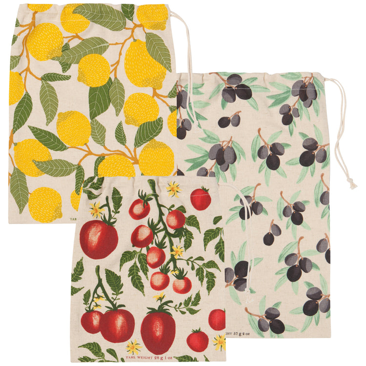 Mediterranean Reusable Produce Bags Set of 3