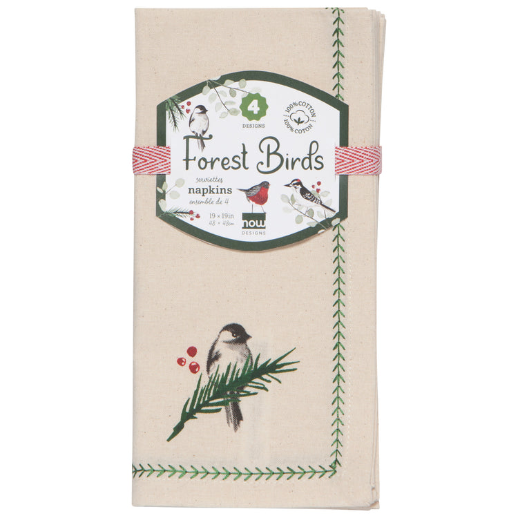 Forest Birds Christmas Napkins Set of 4